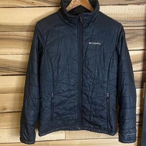 Columbia black omni Heat puffer Jacket size medium women’s full zip zip pockets